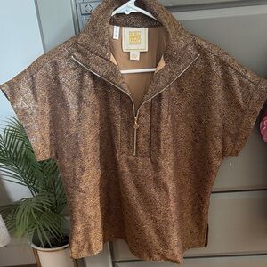 Gold Metallic Short Sleeve Top